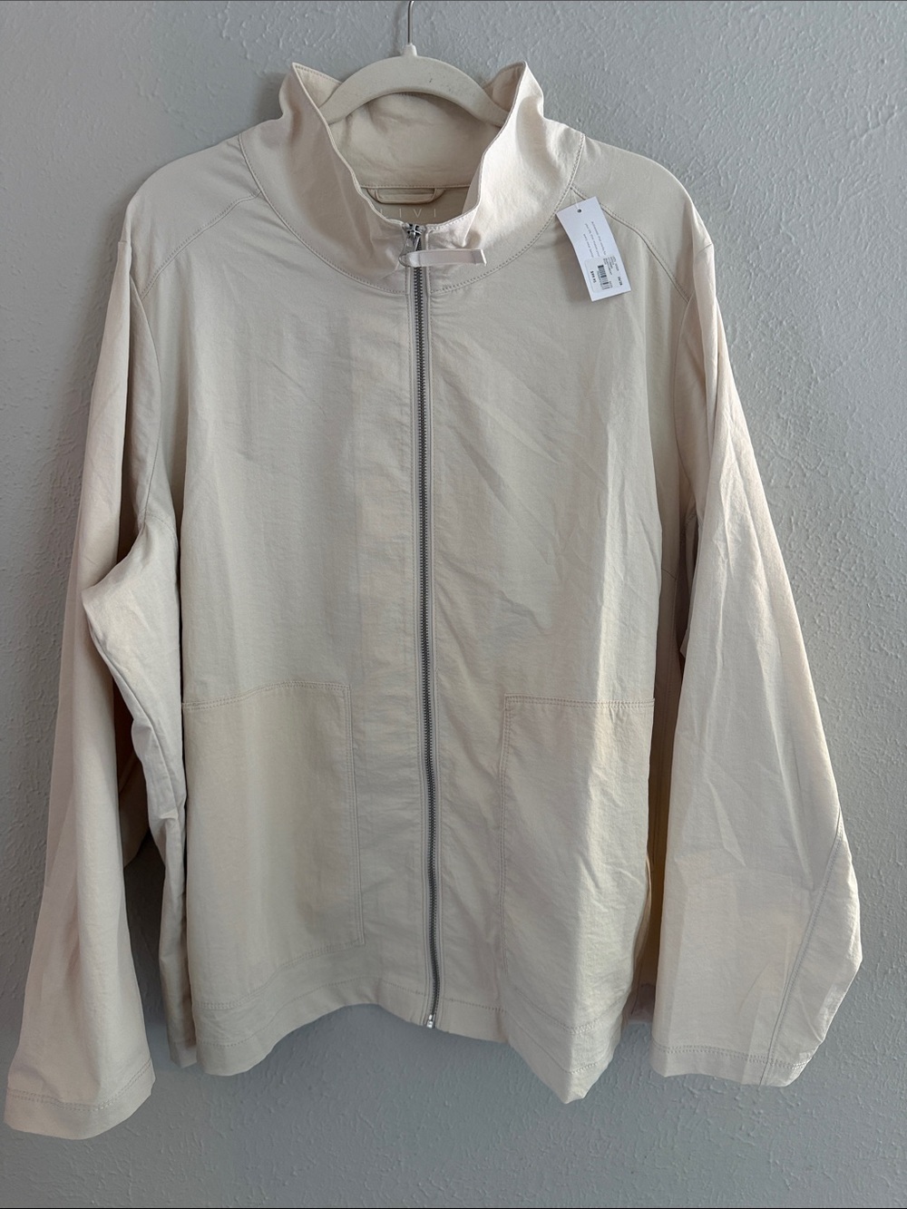 Lane Bryant Cream Zip-Front Utility Jacket